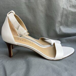 Talbots Size 7 White Sling Back Heels Peep Toe Shoes Ankle Buckle Spring Summer